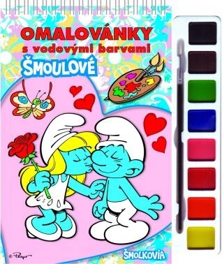 Album da colorare dei Puffi con acquerelli e pennello, rilegatura a spirale 21 × 23 cm