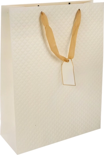 Borsa regalo in carta quilt beige 30 × 12 × 41,5 cm