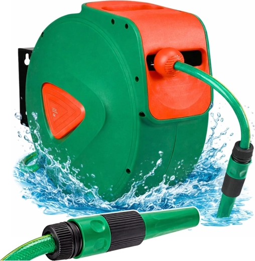 Avvolgitubo automatico da parete con tubo da giardino 30 m