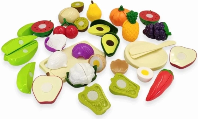 Frutta e verdura da tagliare per un gioco creativo