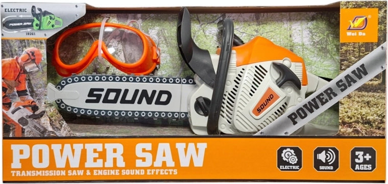 Motosega elettrica per bambini con occhiali protettivi