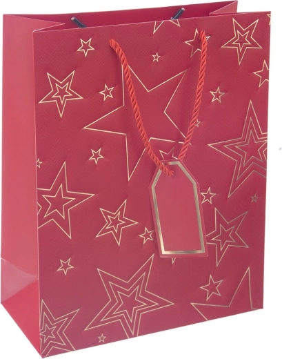 Borsa regalo in carta con motivo a stella rossa 26 × 12 × 32 cm