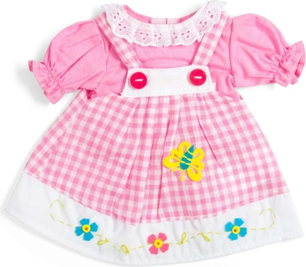 Bigjigs Toys vestito a quadretti rosa con pettorina per bambola 34 cm
