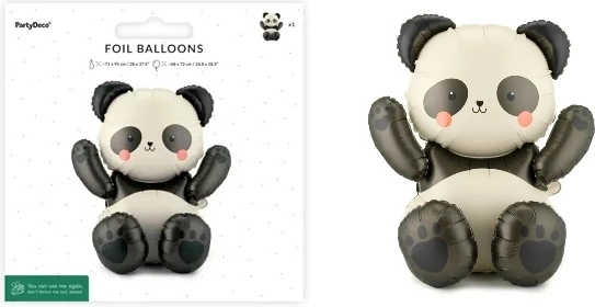PartyDeco palloncino in foil Panda 68 × 72 cm