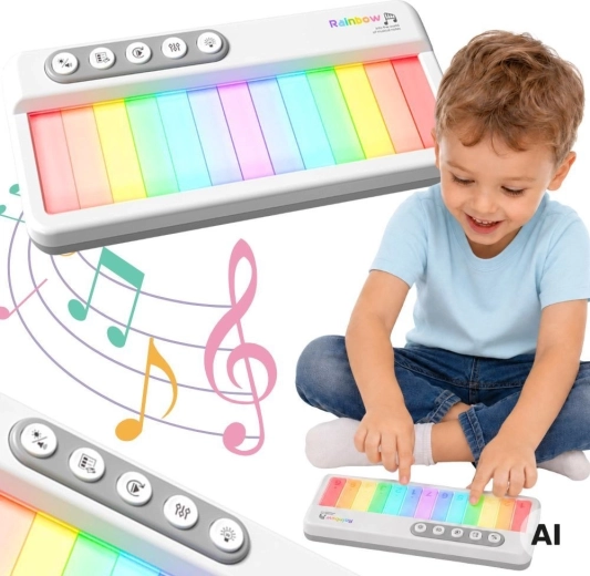 Pianoforte tattile arcobaleno Woopie con retroilluminazione e modalità di apprendimento - 1 pezzo