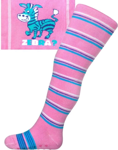 Collant in cotone con ABS New Baby rosa zebra a righe tg. 104–110