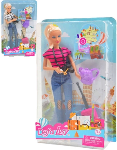 Bambola Defa Lucy viaggiatrice con valigia e accessori 29 cm - 1 pezzo