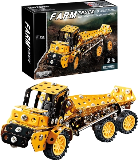 Set di costruzioni in metallo, camion, 221 pezzi
