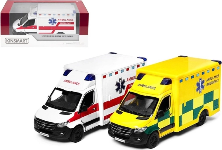 Modello in metallo Mercedes‑Benz Sprinter ambulanza con trazione Pull Back