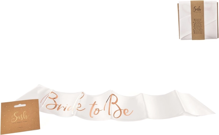 Fascia in raso Bride To Be bianco-oro