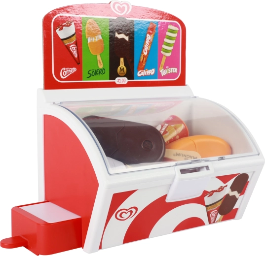 Realistico freezer per gelati con coperchio trasparente