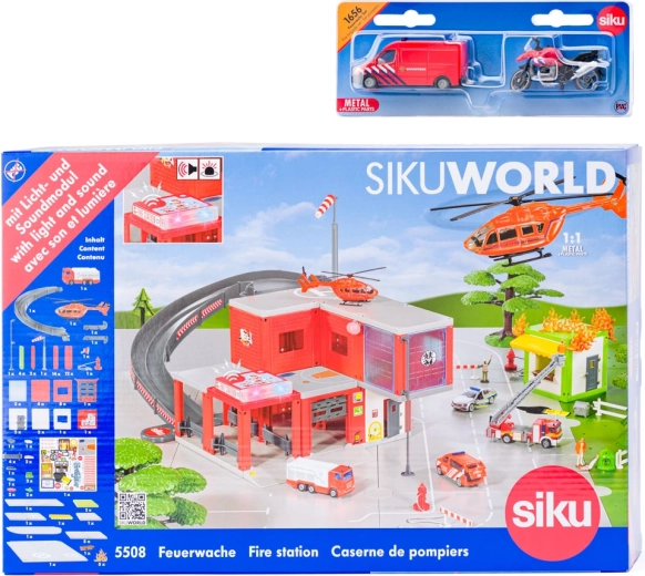 SIKU World stazione dei pompieri con camion dei vigili del fuoco