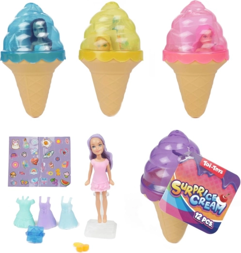 Mini bambola nel gelato con accessori 12 cm - 1 pezzo