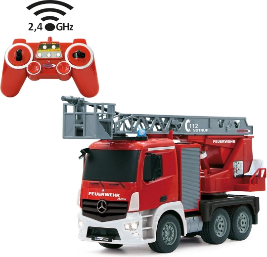 Jamara autopompa radiocomandata Mercedes-Benz Antos con scala girevole 1:20, 2,4 GHz e funzione di spruzzo - 1 pezzo