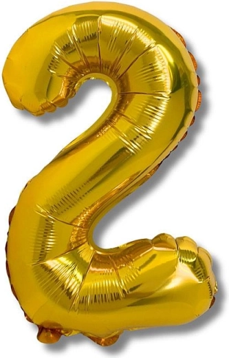 Palloncino in foil numero 2, 40 cm, oro