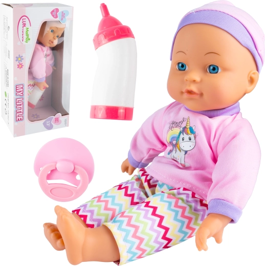 Bambola bebè 30 cm con vestitino e accessori