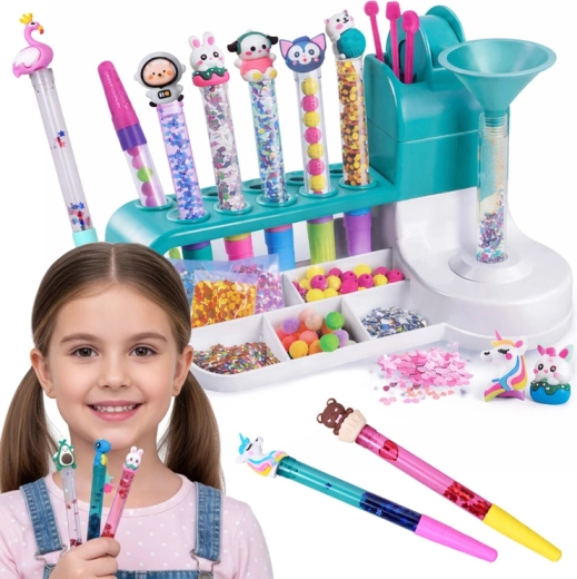Set creativo per realizzare penne glitter con organizer – oltre 50 accessori