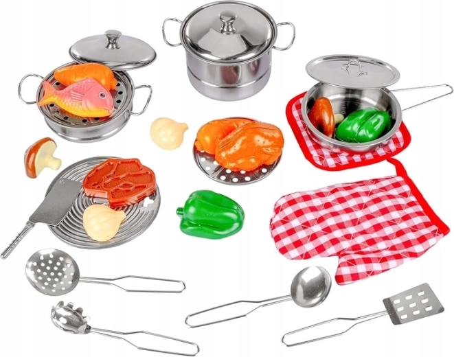 Alimenti in plastica e guanto da cucina inclusi nel set