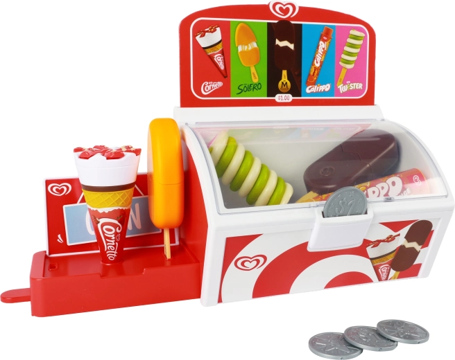 Gioco del negozio con monete e lavagna menu