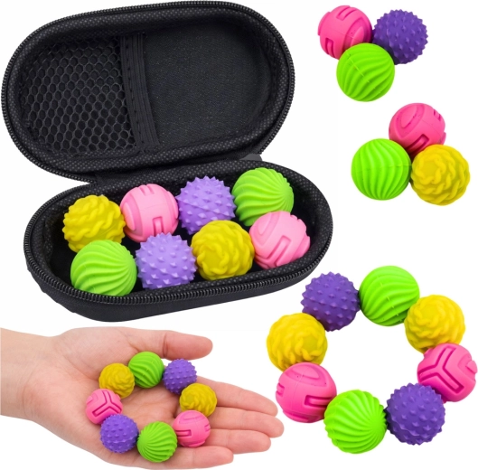 Palline sensoriali antistress magnetiche in silicone con custodia, 8 pz (2,2–2,5 cm)