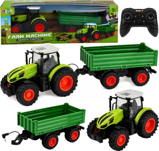 Trattore agricolo radiocomandato con rimorchio sganciabile 1:24