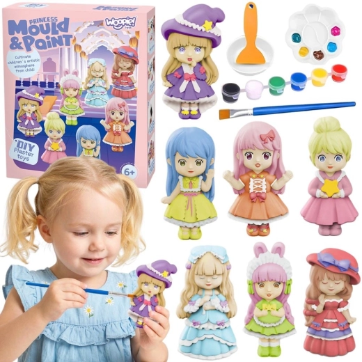 Woopie set creativo per colate in gesso e pittura fai da te (DIY) – principesse e bambole