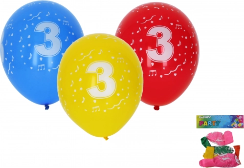 palloncini gonfiabili 30 cm con numero 3 – set da 5 pz