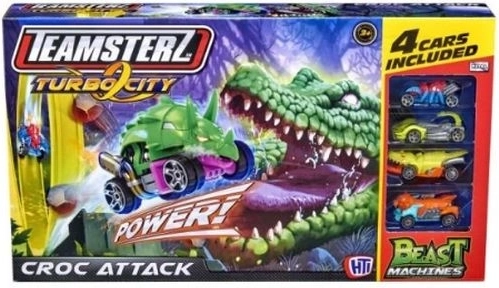 Teamsterz Turbo City Croc Attack – pista con coccodrillo e 4 macchinine