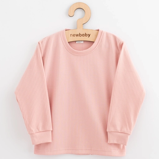 Maglietta da bambino in cotone a maniche lunghe rosa cipria