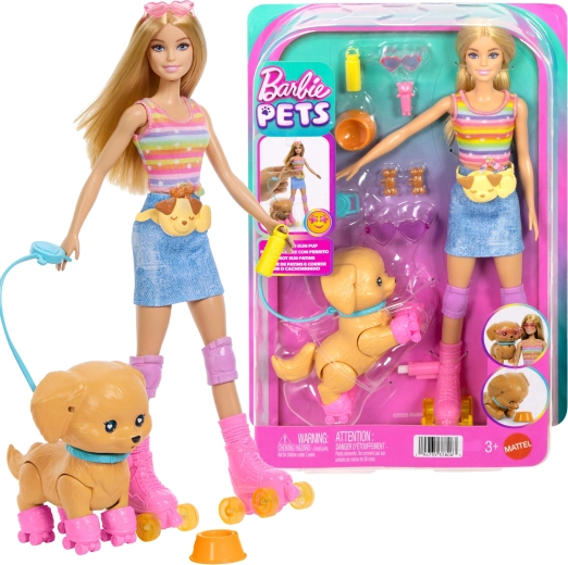 Mattel Barbie Pets set con cagnolino sui pattini a rotelle e accessori