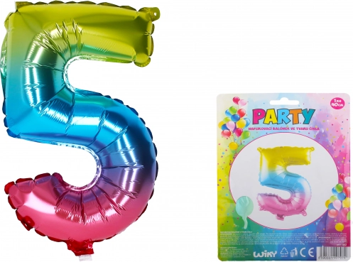 Palloncino Gonfiabile a Forma di Numero 5 Arcobaleno
