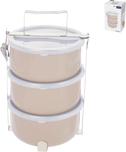 Portavivande smaltato con 3 contenitori da 1,4 l e coperchi in plastica