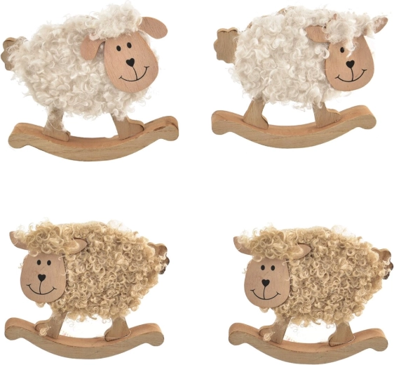 Pecorella in legno e peluche per bambini (4 varianti)