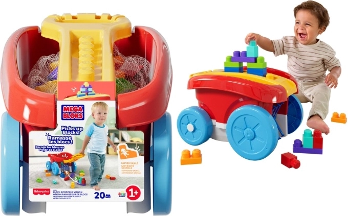 Carrellino Mega Bloks per mattoncini con 20 pezzi