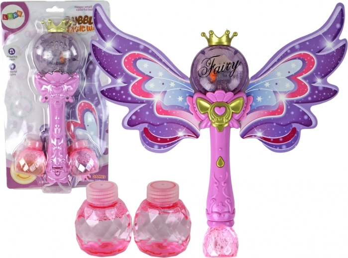 Bacchetta magica rosa per bolle con suoni e luci