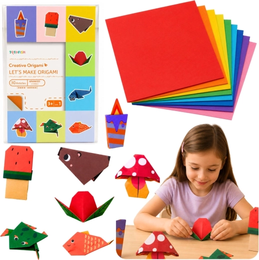 Quaderno di origami colorato per bambini – animaletti, 30 fogli