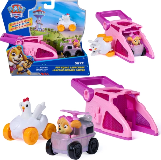 Paw Patrol Pup Squad lanciatore di Skye con veicoli Chickaletta