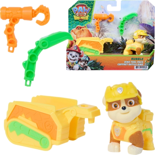 Spin Master Paw Patrol: Il Film Dino – action figure di Rubble con rimorchio e attrezzi