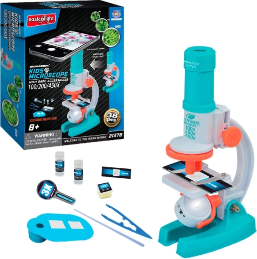 Microscopio ottico per bambini con accessori e ingrandimento 100/200/450×