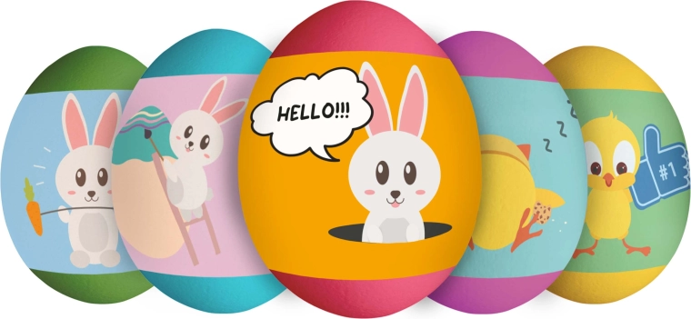 Termoadesivi per uova di Pasqua – allegri animaletti (9 pz)