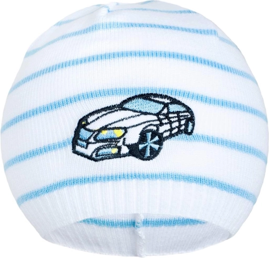 Cappellino primaverile New Baby con macchinina bianco-blu 104 (3–4 anni)