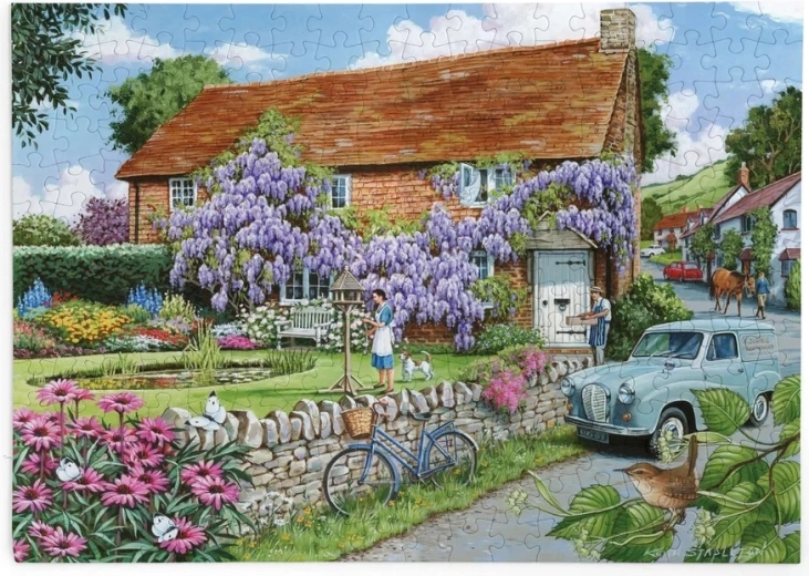Puzzle Casa con glicini, 250 pezzi grandi
