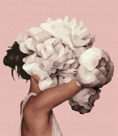 Norimpex pittura con numeri Donna con fiori bianchi 40 × 50 cm
