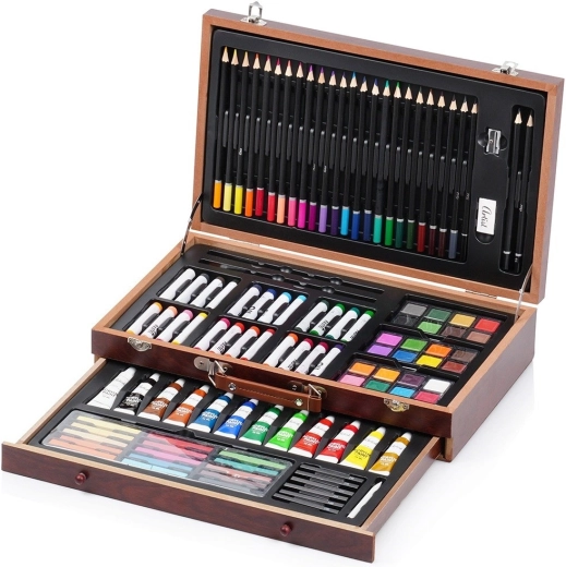 Set artistico Artis per disegnare e dipingere in valigetta di legno, 112 pezzi