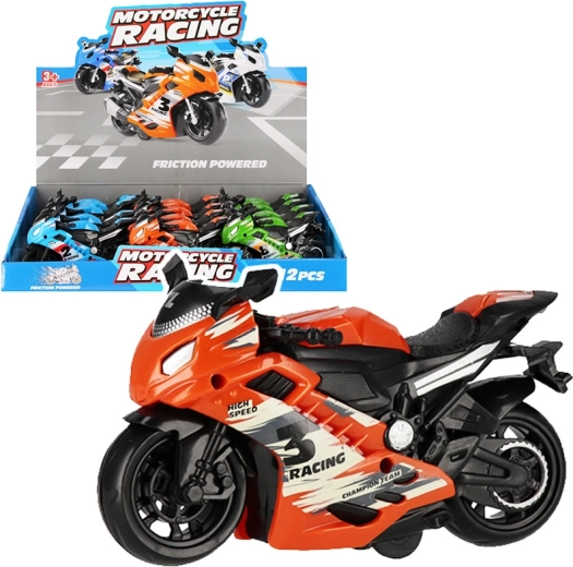 Moto da corsa colorata – giocattolo per bambini 14 cm