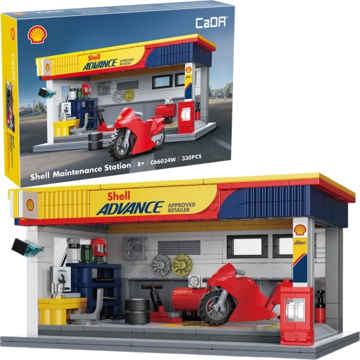 CaDA Stazione di servizio Shell – set da costruzione da 330 pezzi