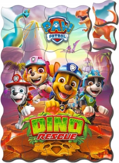 Motivo Dino Rescue colorato che coinvolge i bambini nel gioco