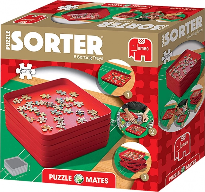 Set di vaschette per puzzle – 6 vaschette, rosse, 20 × 20 cm JUMBO PUZZLE MATES