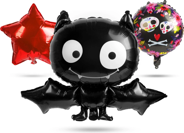Set di palloncini in foil a tema Halloween con pipistrelli - 5 pezzi