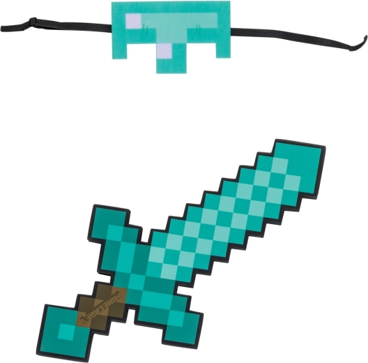 Set costume Minecraft: maschera e spada di diamante in schiuma Steve